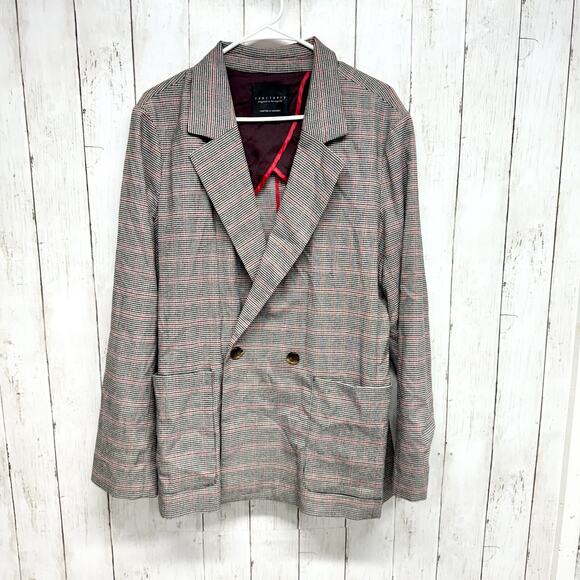 Sanctuary Oversized XL Heritage Boyfriend Blazer Black snd Red Glen Check Plaid - Picture 1 of 5